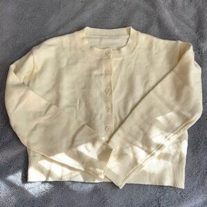 Cream Button-Up Women's Cardigan Sweater Small